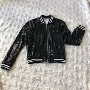 BB Dakota Black Sequins Bomber Jacket
